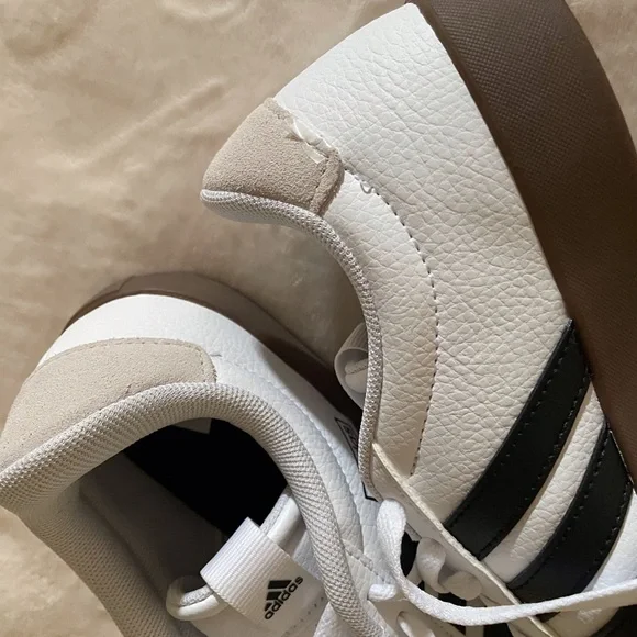 Adidas Women's White and Black Sneakers with Brown Sole - Picture 2 of 5